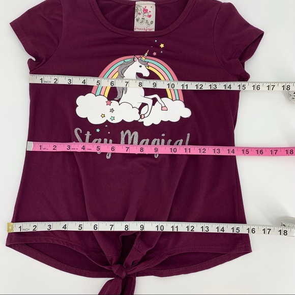 2/$25 Jenna & Jessie Girl's Tie Front Unicorn Tee, 12 - Picture 9 of 13
